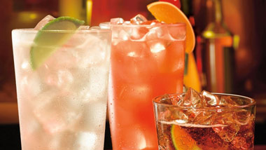 3 cocktails on bar